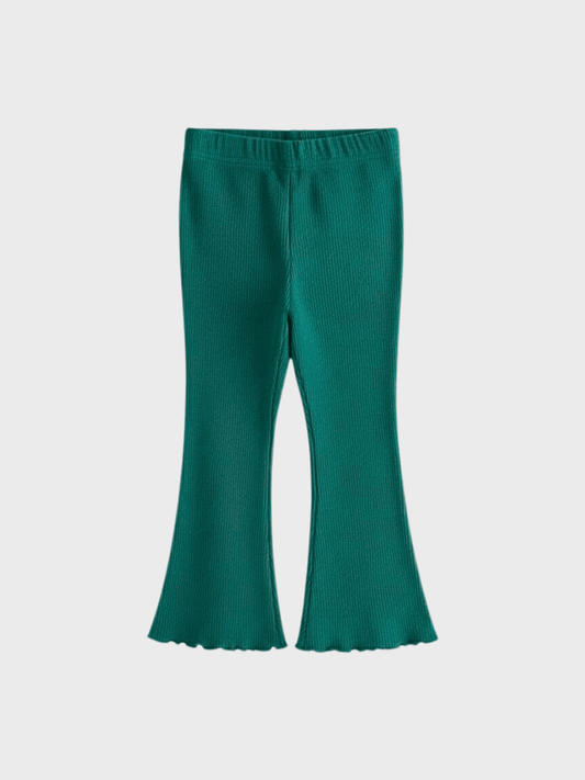 Girls Emerald Green Ribbed Flared Leggings (3yrs - 12yrs) - Childrengoods