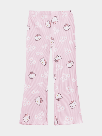 Girls' Hello Kitty & Floral Ribbed Flared Pants - Childrengoods