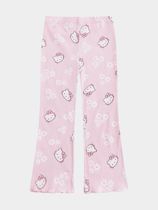 Girls' Hello Kitty & Floral Ribbed Flared Pants - Childrengoods