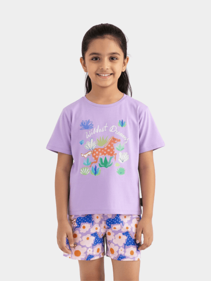 Girls' "Wildest Dreams" T-Shirt & Floral Shorts Set - Childrengoods