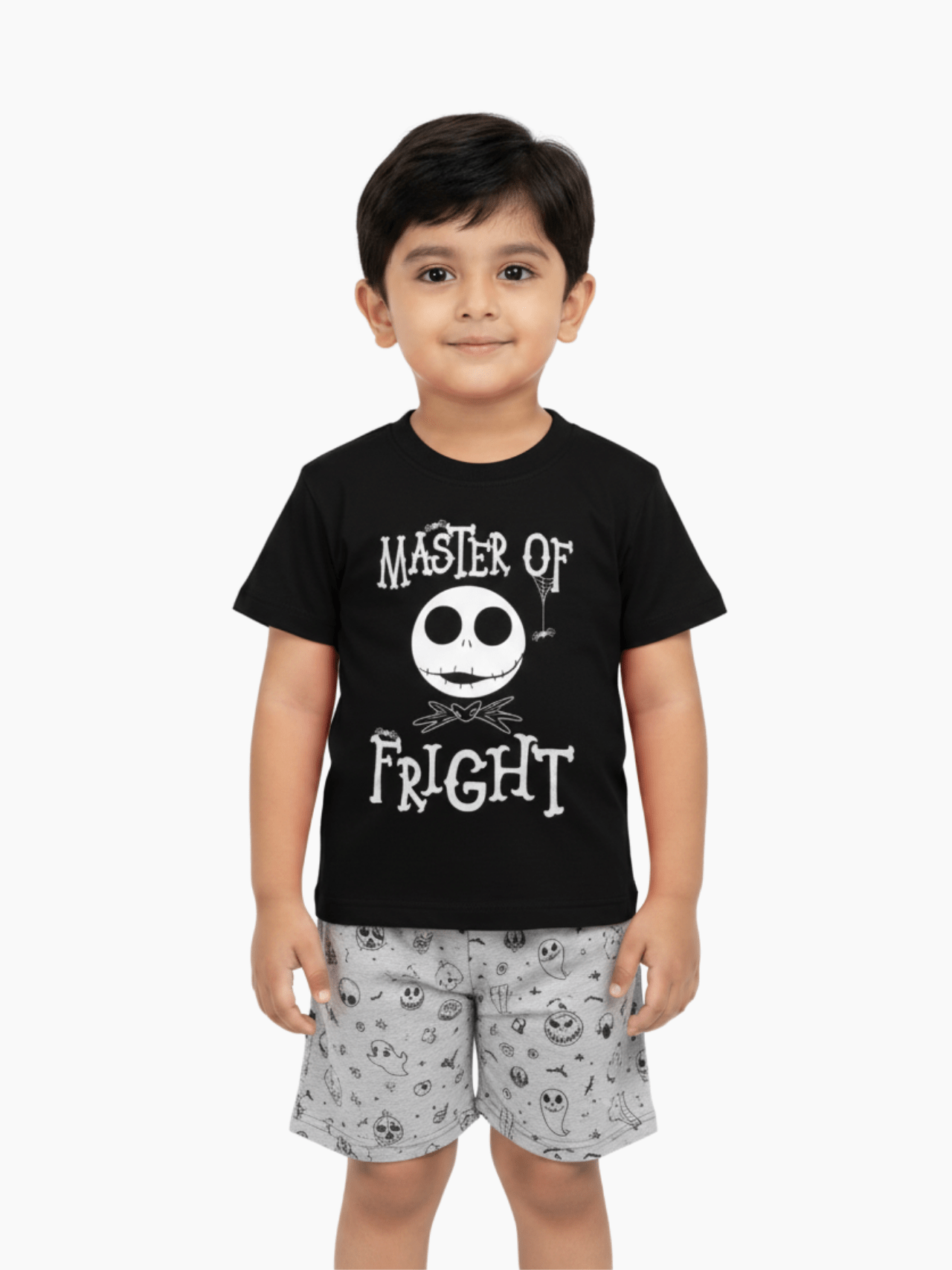 Kids 2pcs Master Of Fright Printed T-shirt & Shorts Set - Childrengoods