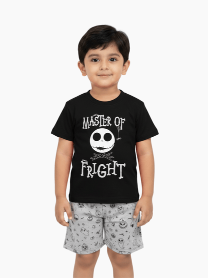 Kids 2pcs Master Of Fright Printed T-shirt & Shorts Set - Childrengoods