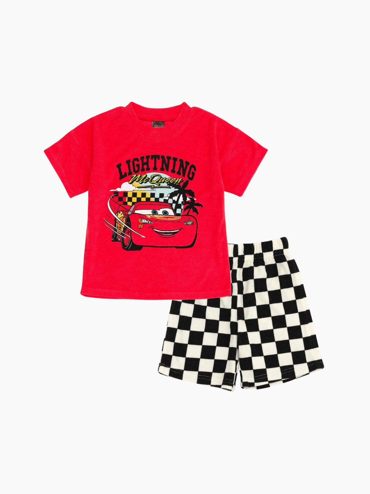 Kids 2pcs Red Car Printed T-shirt & Shorts Set - Childrengoods