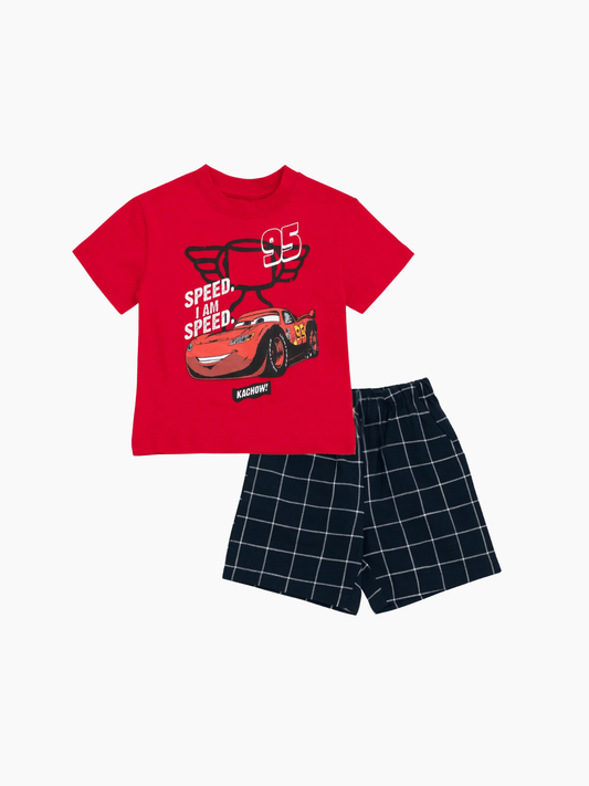 Kids 2pcs Red Car T-shirt & Shorts Set - Childrengoods