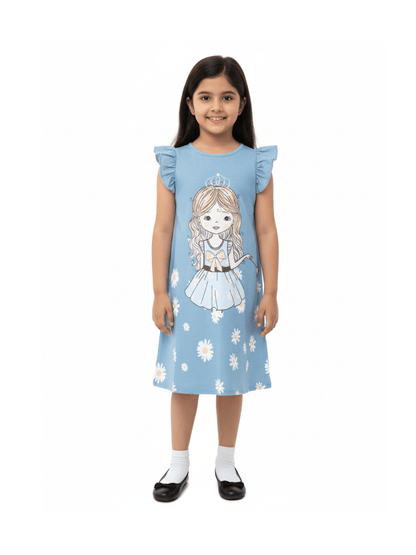 Kids Girls Doll Printed Dresses - Childrengoods