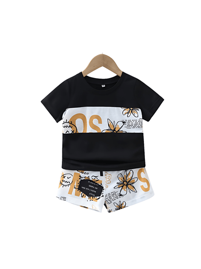 Kids Printed Black Color T-shirt Set (6mths - 12yrs) - Childrengoods