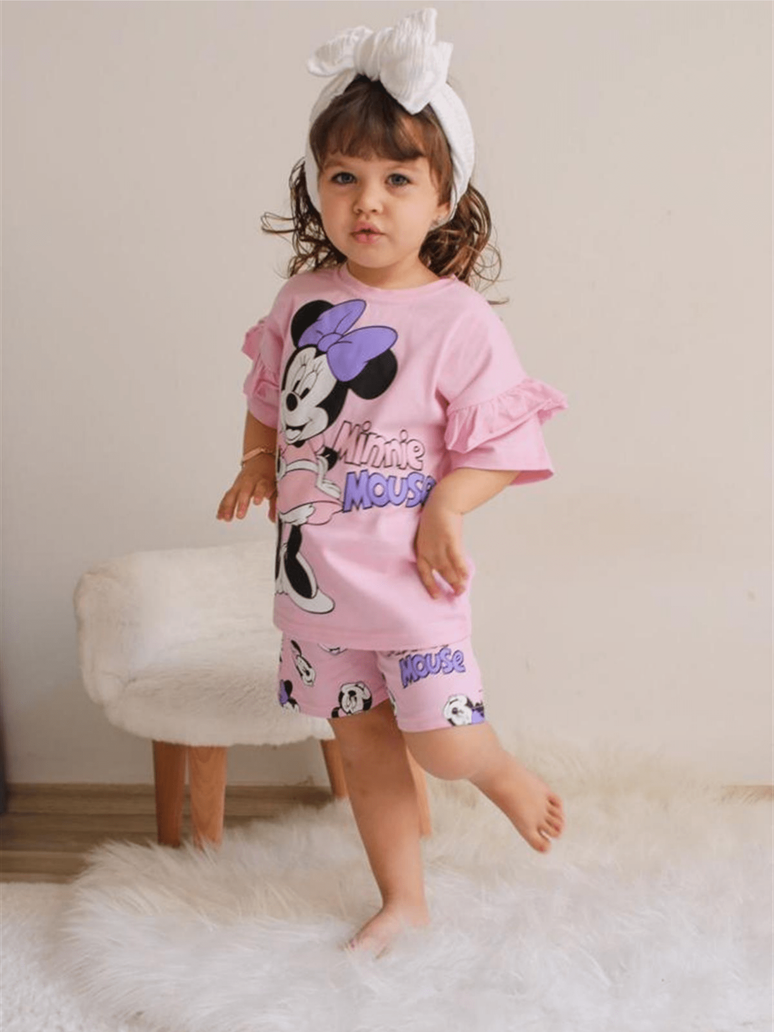 Kids Printed Pink Color Ruffle T-shirt Set (6mths - 12yrs) - Childrengoods