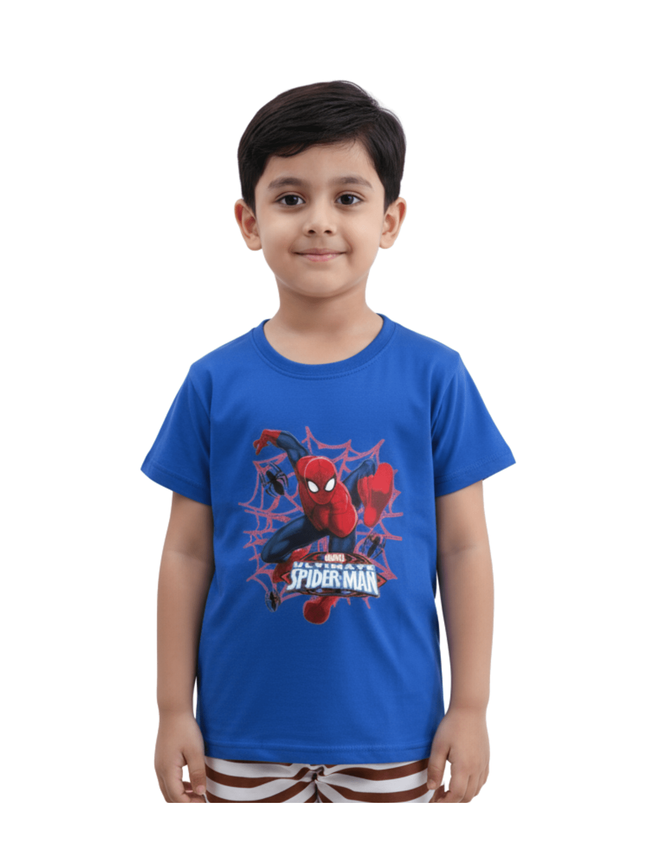 Official Marvel Spider - Man Action T-Shirt - Boys' Royal Blue Graphic Cotton Tee - Childrengoods