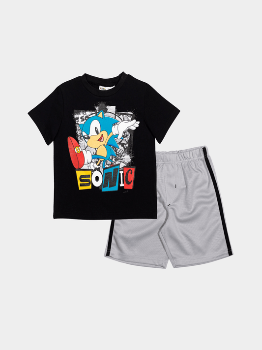 Official Sonic the Hedgehog Boys' T-Shirt & Mesh Shorts Set - Childrengoods